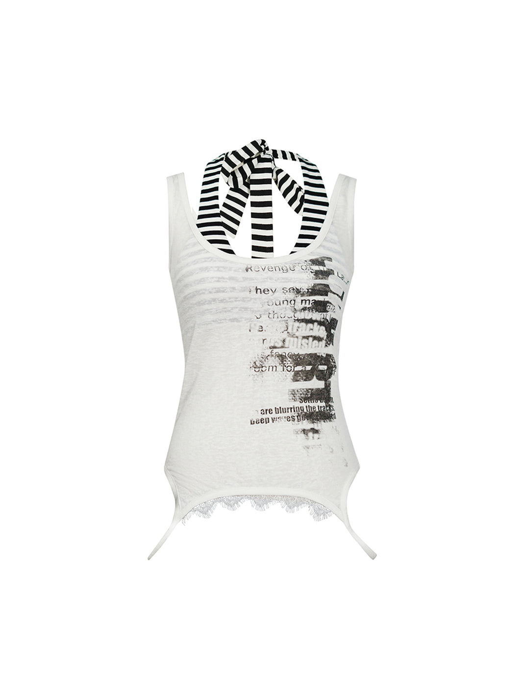 CestNous|Layered Halter Neck Printed Tank Top-White - PSYLOS 1, CestNous|Layered Halter Neck Printed Tank Top-White, Tank Top, CestNous, PSYLOS 1